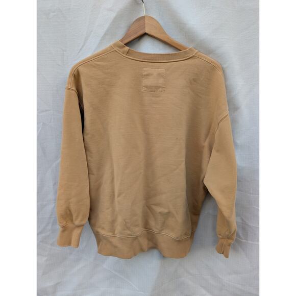 American Eagle Womens Light Mustard Yellow Logo Tiger Crewneck Sweatshirt Sz M - Picture 2 of 7